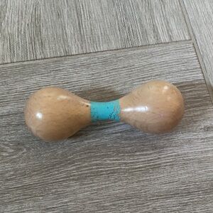 Lovevery Wooden Handheld Maraca with Turquoise Grip
